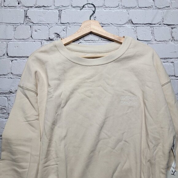 Wellbeing Being Well Goldie Cotton Sweatshirt In Bone White Cream NWT Size M - Picture 2 of 14